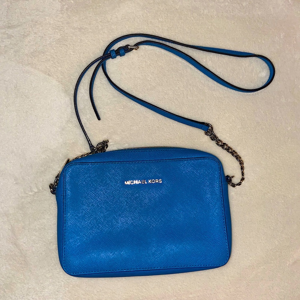Michael Kors Jet Set Large East West Crossbody Bag in Blue